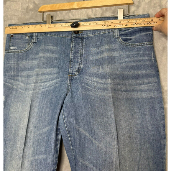 Eddie Bauer Jeans Womens 18T 18 Tall Medium Blue Distressed Straight Button Fly - Picture 10 of 14